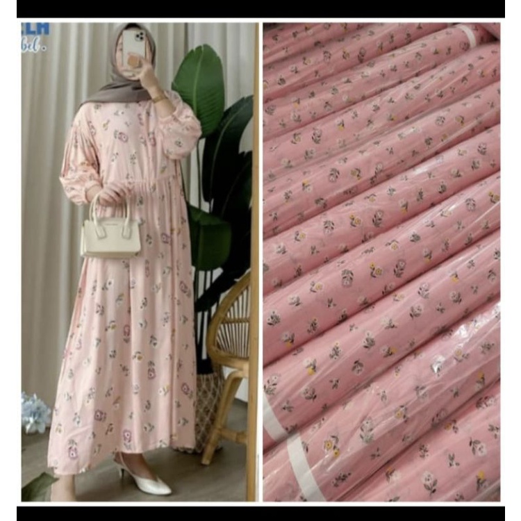 GAMIS WANITA FLOWER PINK BAHAN RAYON / HOMEDRESS RAYON MOTIF BUNGA PINK