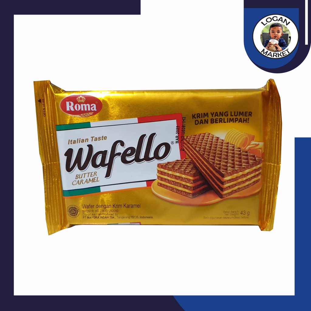 

Roma Wafello Butter Caramel Wafer 43gram 43 gram 10Pcs 10 Pcs