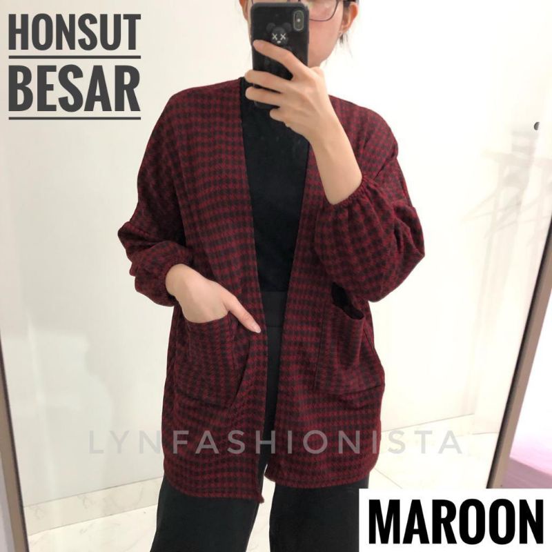 LYNFASHIONISTA-KARDIGAN JUMBO WANITA MODEL BATWING MOTIF HONSUT/RAISA