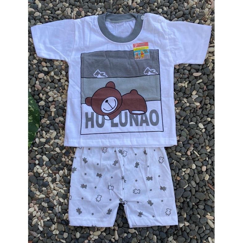 baju bayi murah lucu motif beruang hulanao setelan 3-18 bulan (PD028)