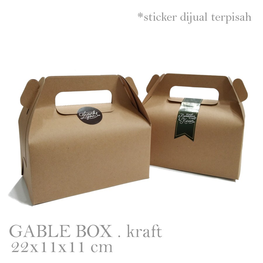 

( 10pcs ) Gable Box Kraft ukuran 22x11x11 cm Dus Toples Packing Hampers Parcel Kotak Packaging Souvenir Box Kue Natal Lebaran Imlek