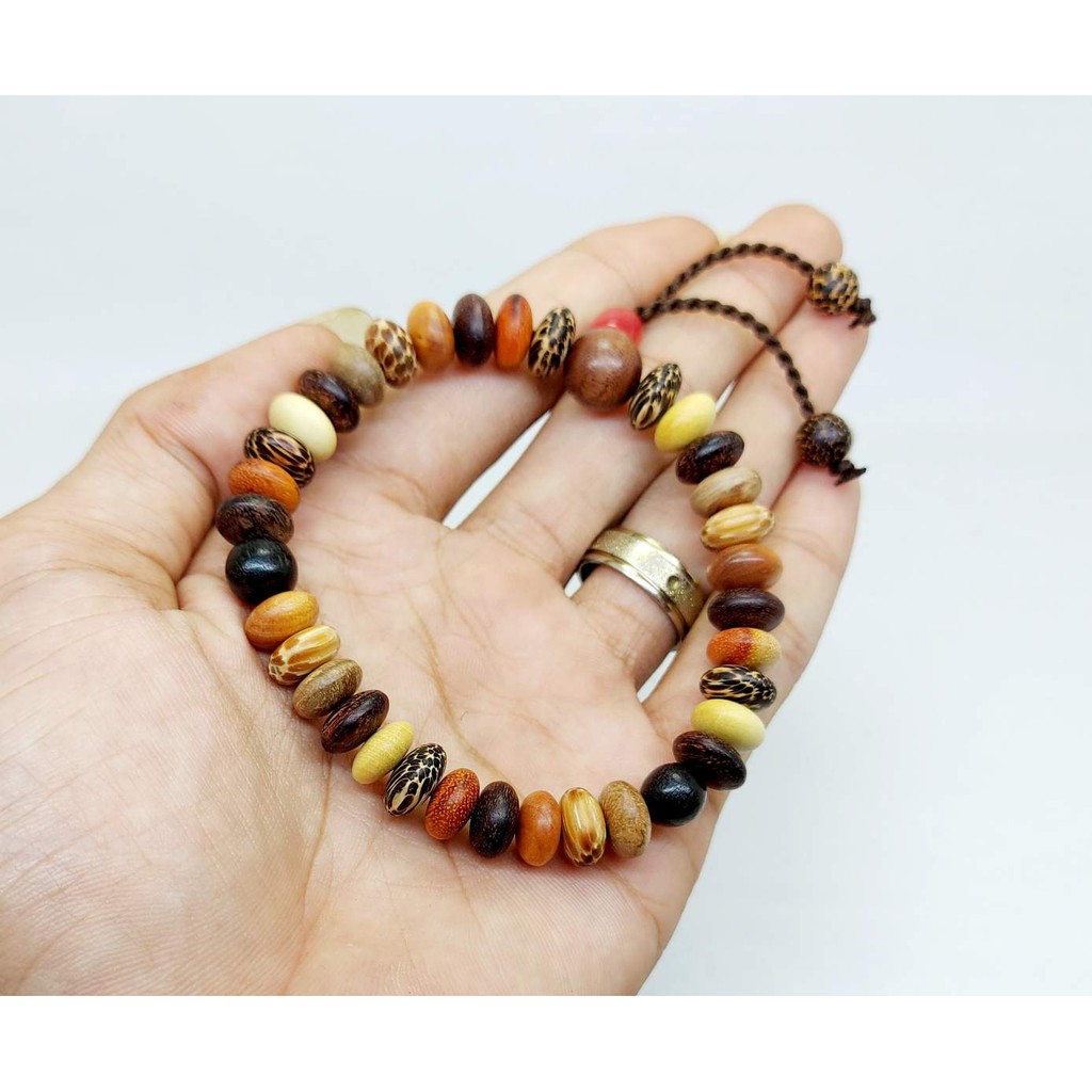 gelang tasbih kombinasi kayu bertuah 33 butir