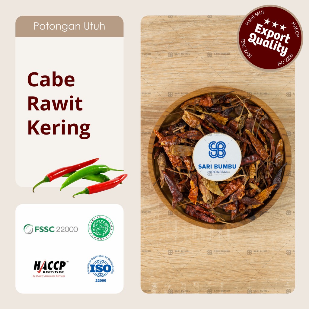 

Cabe Rawit Kering / Small Red Chili Dry 250gr Export Quality