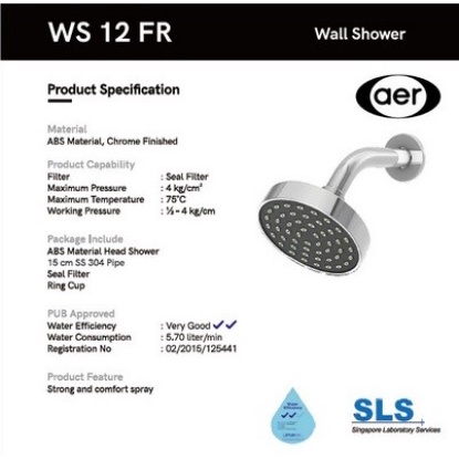 Wall Shower / Shower Tanam AER tipe WS 12-FR