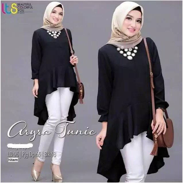 Qeisya Pakaian Muslim Wanita | Tunik Warna Hitam