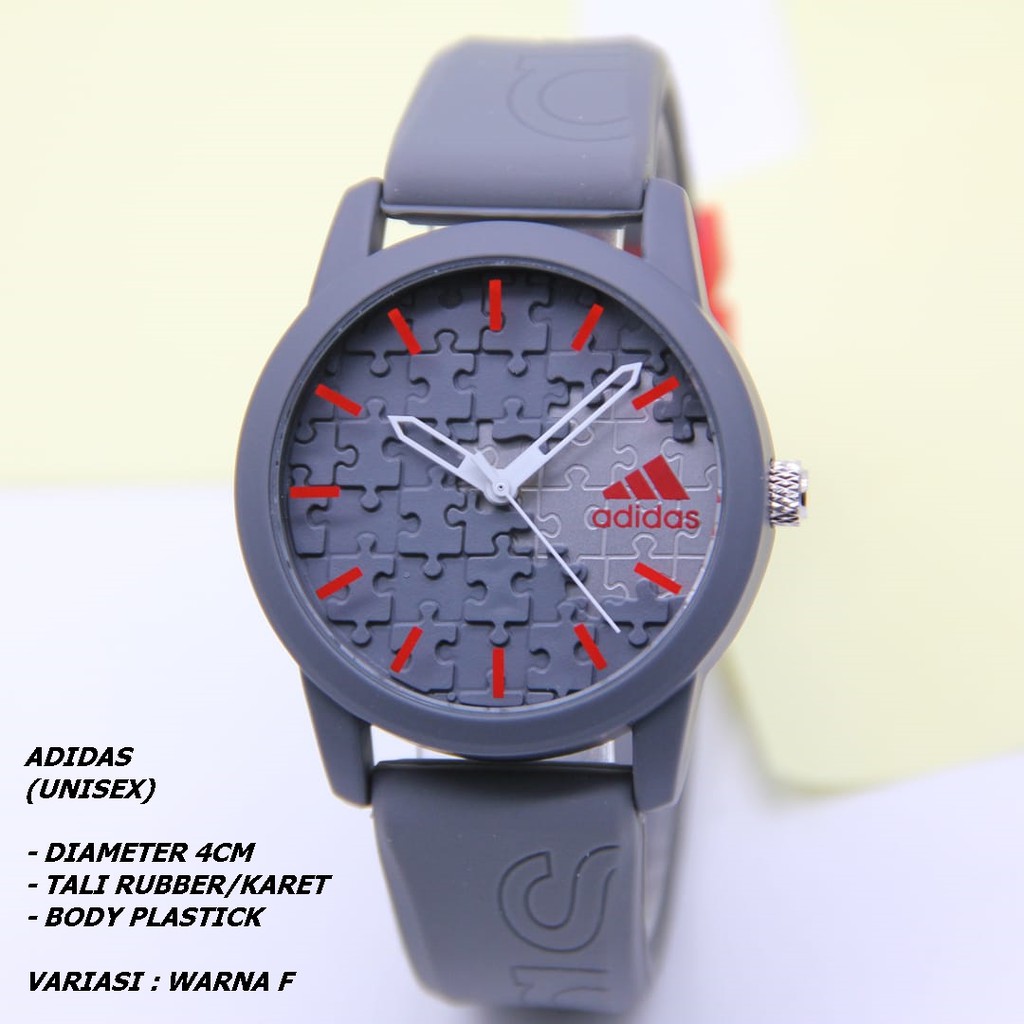 JAM TANGAN UNISEX TALI RUBBER BODY BULAT POLOS KNOP GERIGI