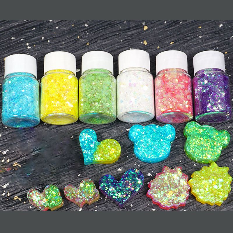 Siy 6pcs / Set Cetakan Resin Epoksi Sequin Glitter Untuk Dekorasi Diy