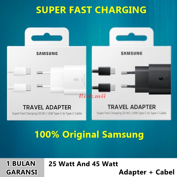 Charger Samsung Fast Charging Type C Original 100% Full Set / Charger Samsung 25Watt / Charger Samsung 45Watt / Casan Fast Charging