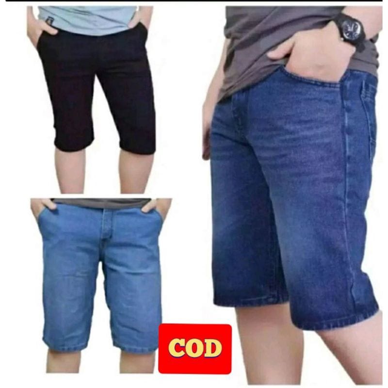 CELANA JEANS PENDEK PRIA TERBARU HARIAN NYAMAN BAHAN DENIM PROMO MURAH