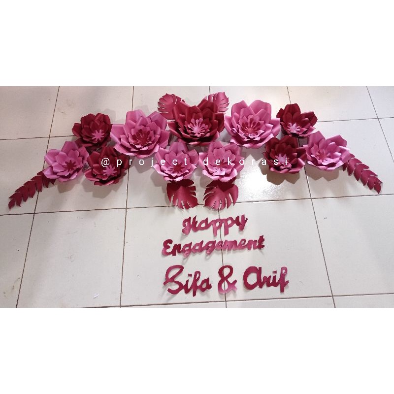 (FREE GIFT)  set paperflower/ hiasan dinding / hiasan tunangan / dekorasi tunangan