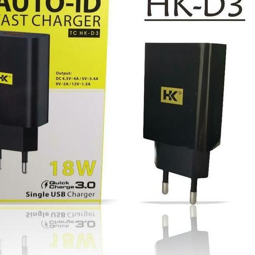 ➭ T/C HK AUTO-ID FAST CHARGER +PACK HK-D3 (1USB,QC 3.0) Micro ❂
