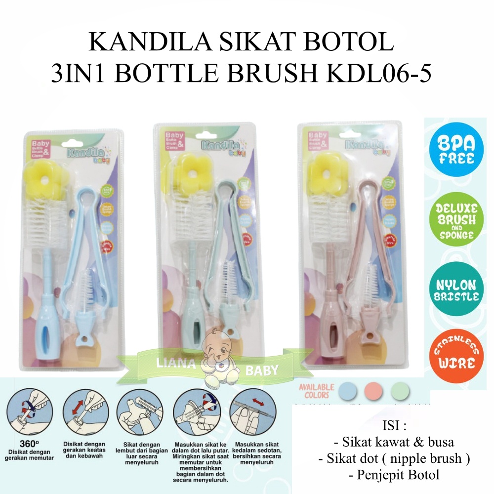 BOSU324 KANDILA SIKAT BOTOL  3IN1 BOTTLE BRUSH KDL06-5