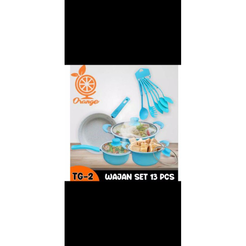 GSE PANCI SET MARBLE 13 PCS COOKWARE SET TUTUP KACA