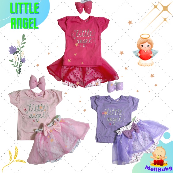 Baju Bayi Perempuan 2 3 4 5 6 9 Bulan Setelan Pakaian Bayi cewek Celana Tutu Little Angel