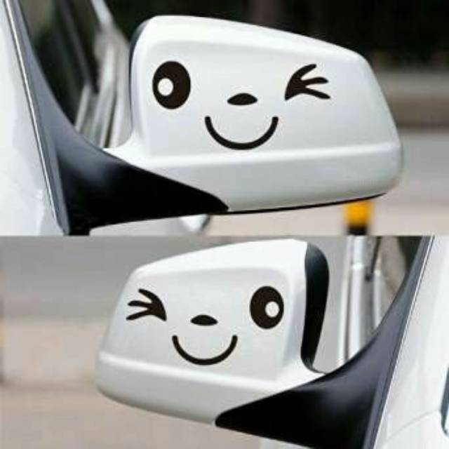 2 PCS STICKER CUTTING SPION MOBIL FACE SMILE