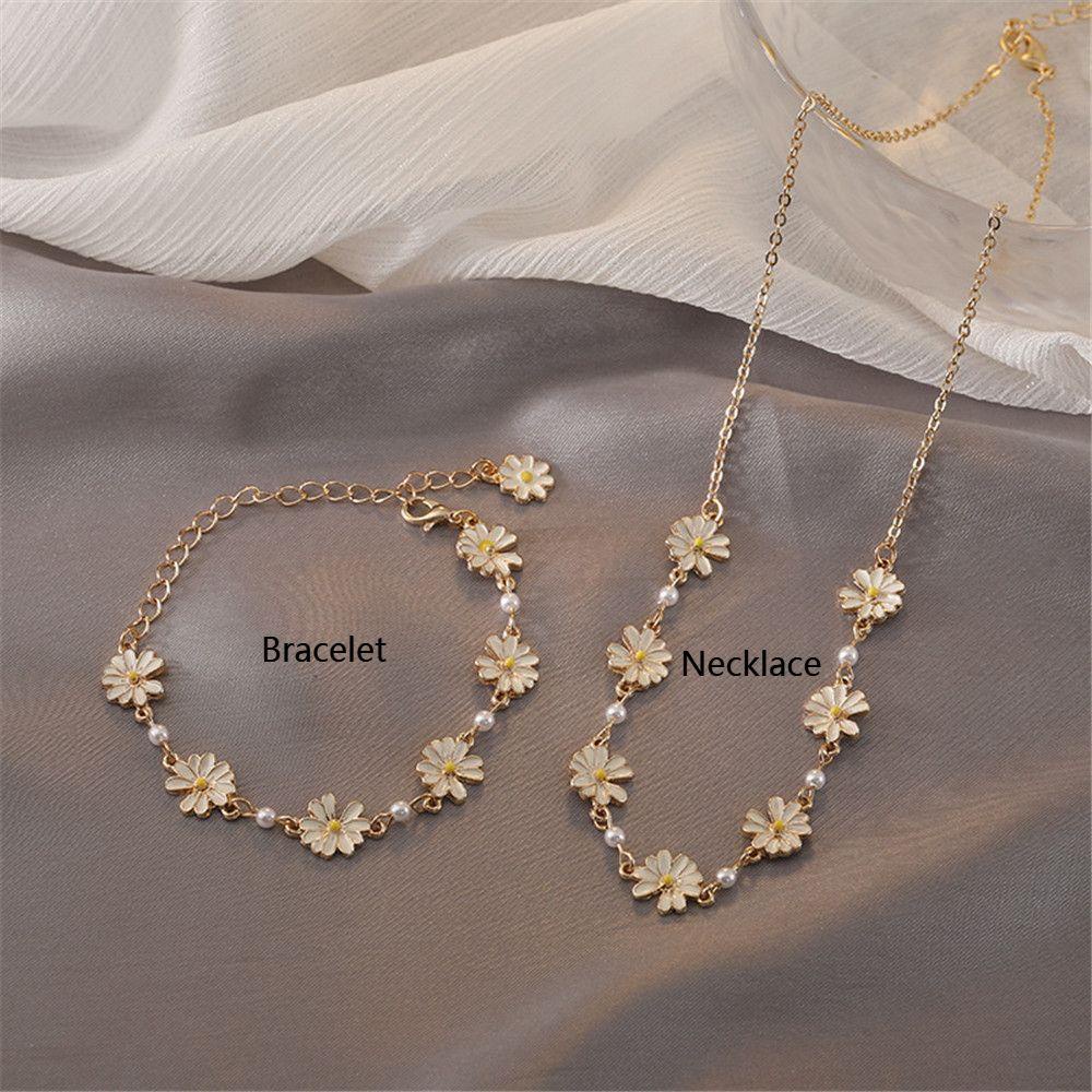 Preva Gelang Krisan Daisy Perhiasan Choker Rantai Mutiara Buatan