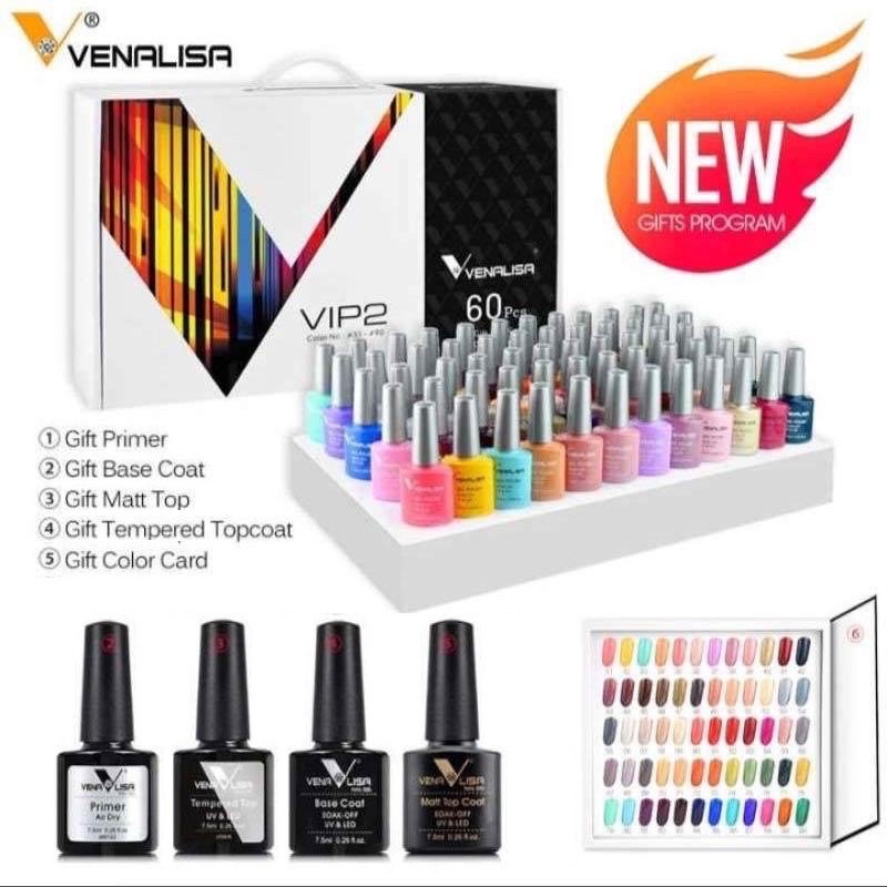 1 set 60 Warna Kutek Gel Polish / Gel Nail Polish 7.5ml Venalisa / Kutek UV Gel Venalisa