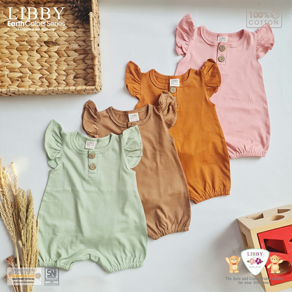 Libby Ivy Ruffle Earth Color Series Jumper Segi 4 Cotton Earth Colour Libby Baby Pakaian Bayi Jumper Libby Jumper Bayi Baju Bayi Newborn-3