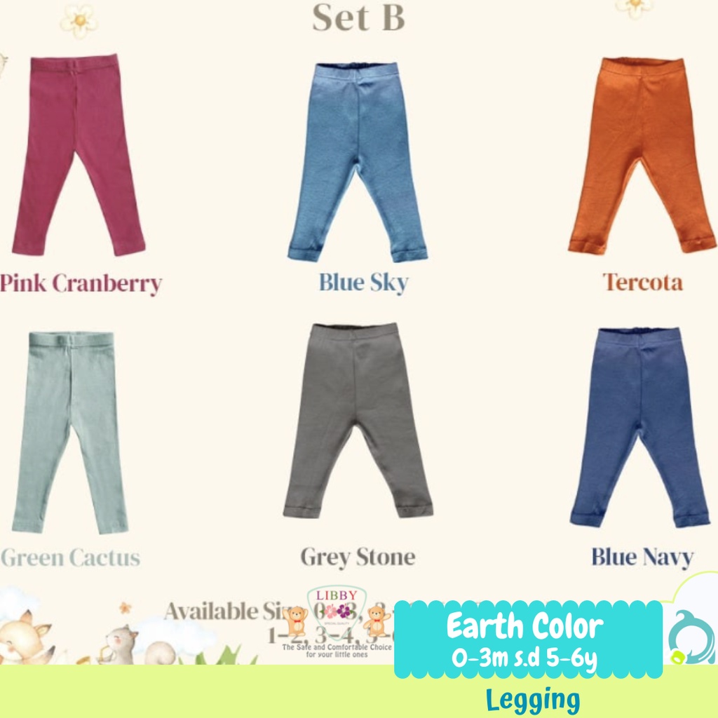 LIBBY Earth Colors Legging 2A Series 0-6 Tahun (1 pcs/pack)