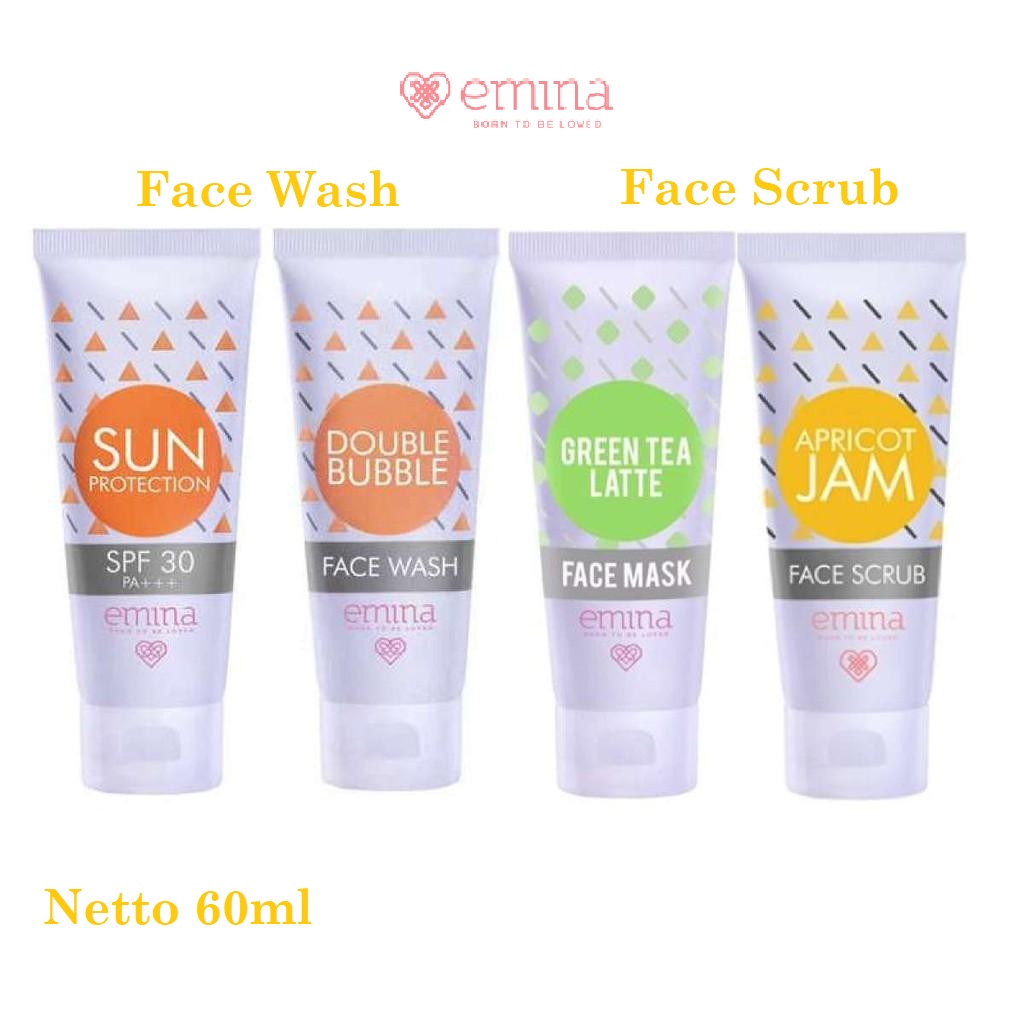 Emina Skin Buddy Face Wash, Scrub 60ml Dot Burst, Double Bubble, Apricot Jam BPOM (Victoria)