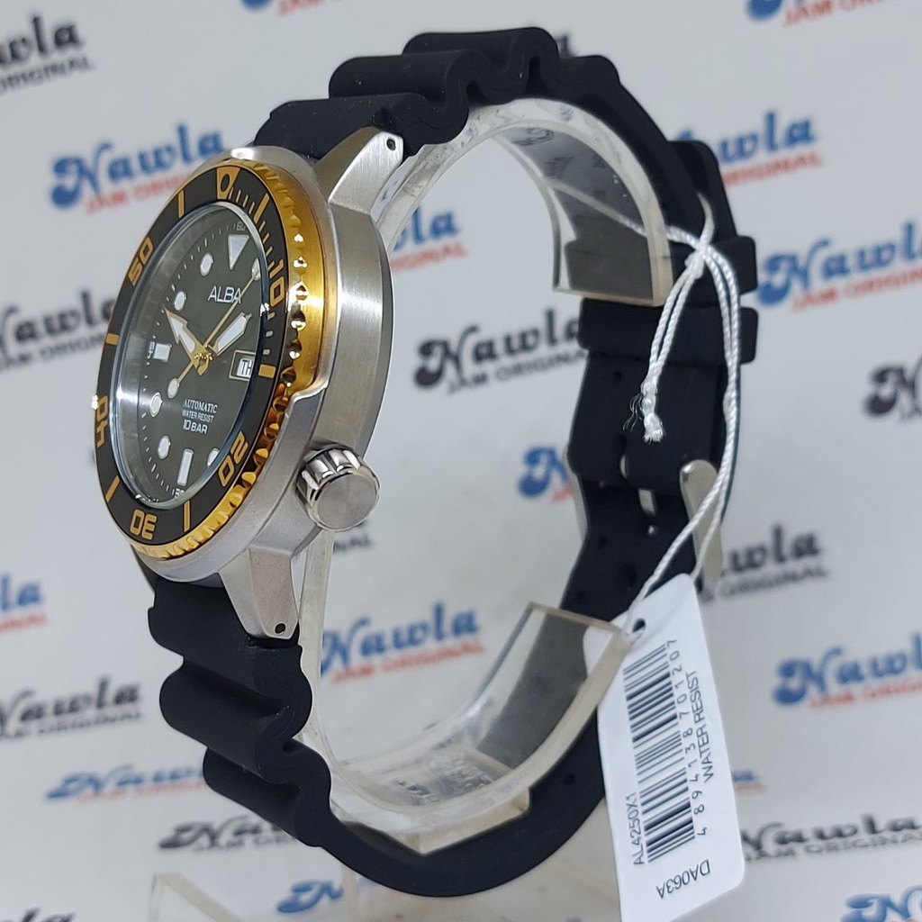 Alba Automatic AL4250X1 Tuna Black Silicone - Jam Tangan Pria AL4250