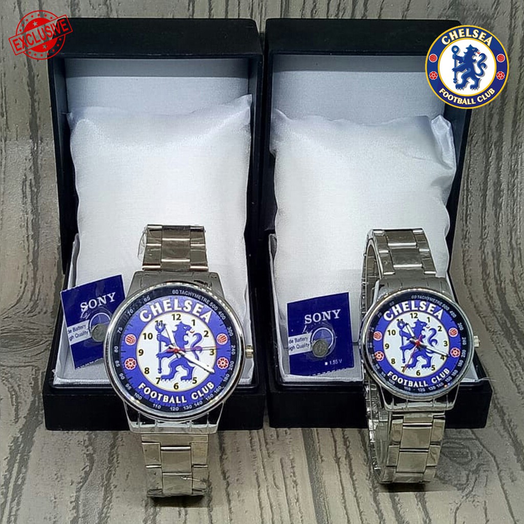 Jam Tangan Couple CHELSEA Rantai Silver