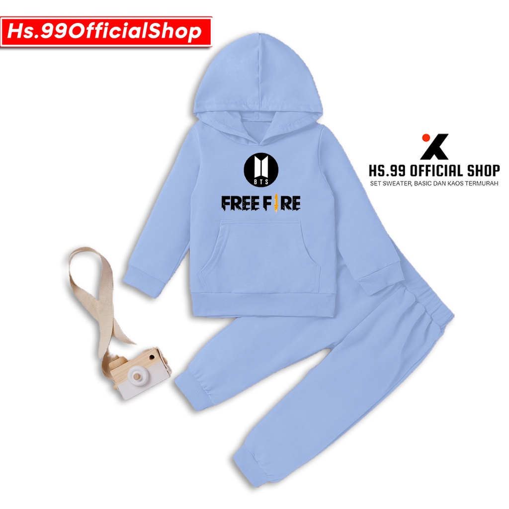 Setelan Sweater Hoodie FF x BTS Size XS - XL (Baju Anak Laki-laki dan Perempuan)