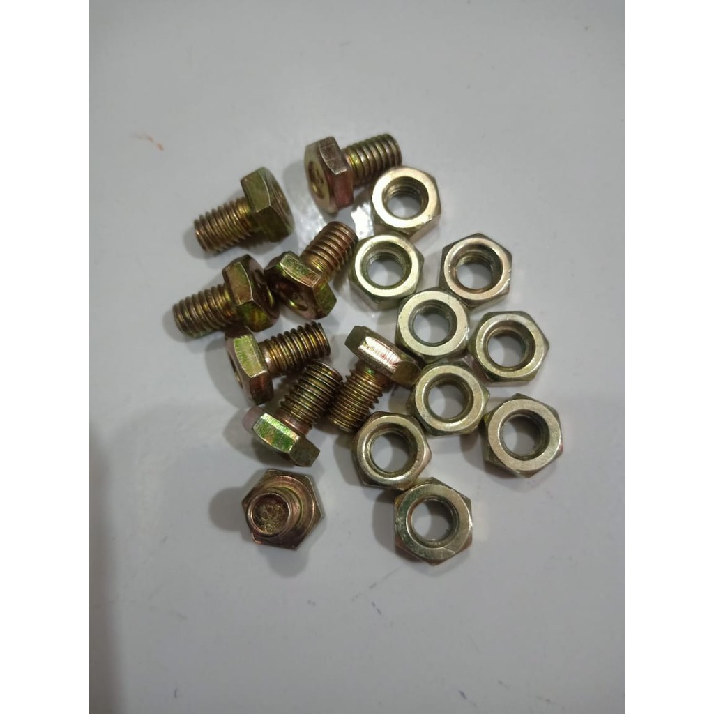 Baut Mur Kuning- ukuran baut 10/6mm X 10mm- 1pack isi 50pcs