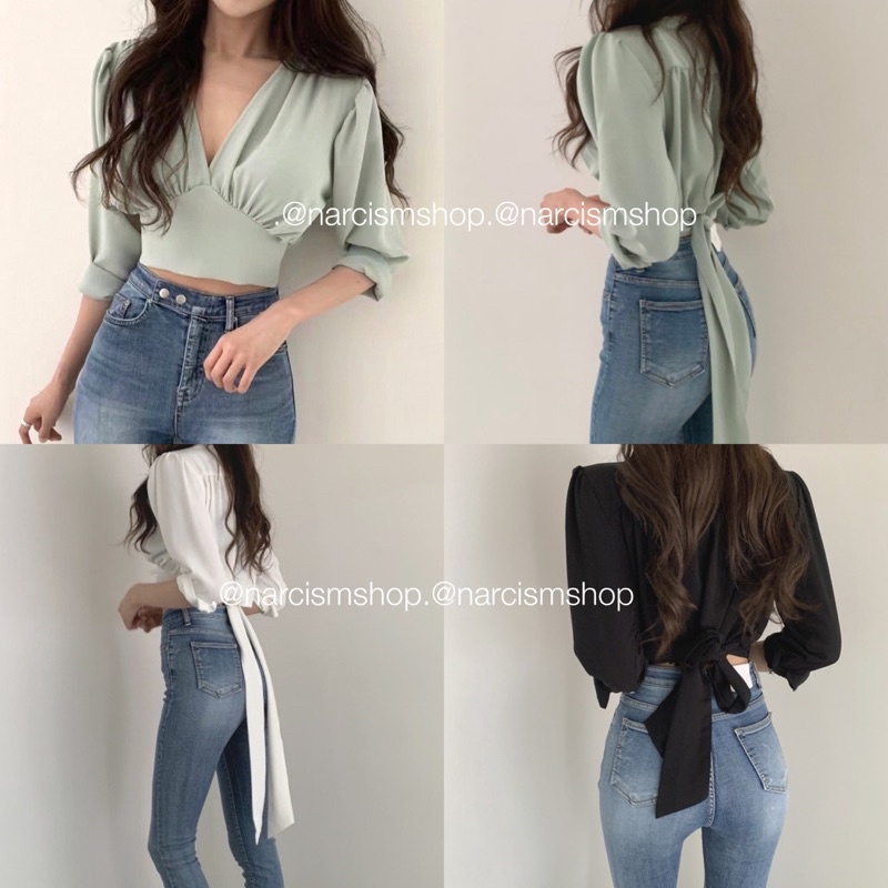 NAYLA RIBBON LONG SLEEVE / CROP TOP LENGAN PANJANG