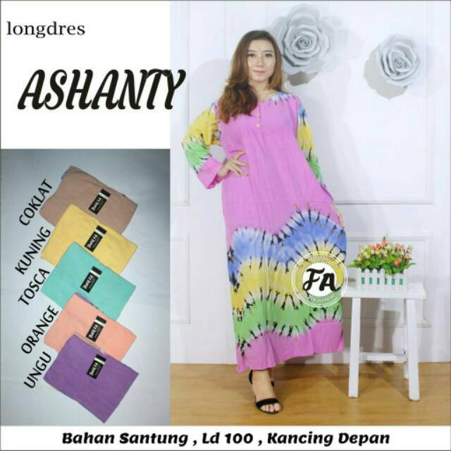 Long dress busui asanti murah pakaian panjang  wanita  motif 
