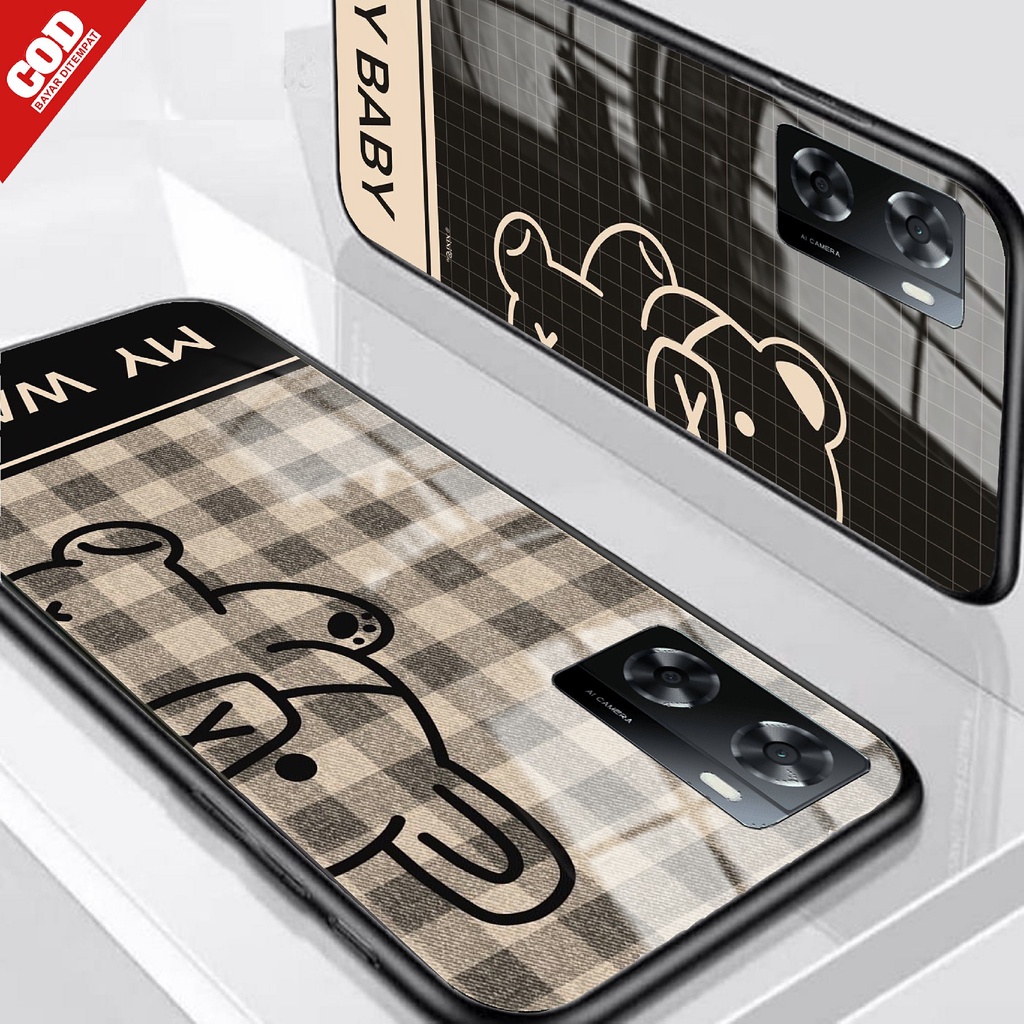 Softcase Glass Kaca Oppo A57 2022 | SK08 Casing Terbaru A57 2022 Oppo A57 Pelindung Belakang HpCassi