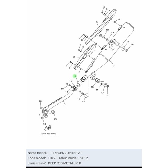 PAKING SAMBUNGAN KNALPOT XEON KARBU JUPITER Z1 ASLI ORI YAMAHA 44D E4714 00