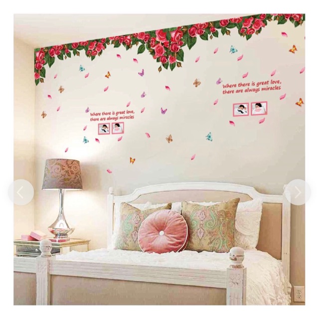 Wall Sticker Bunga Rose Merah Frame