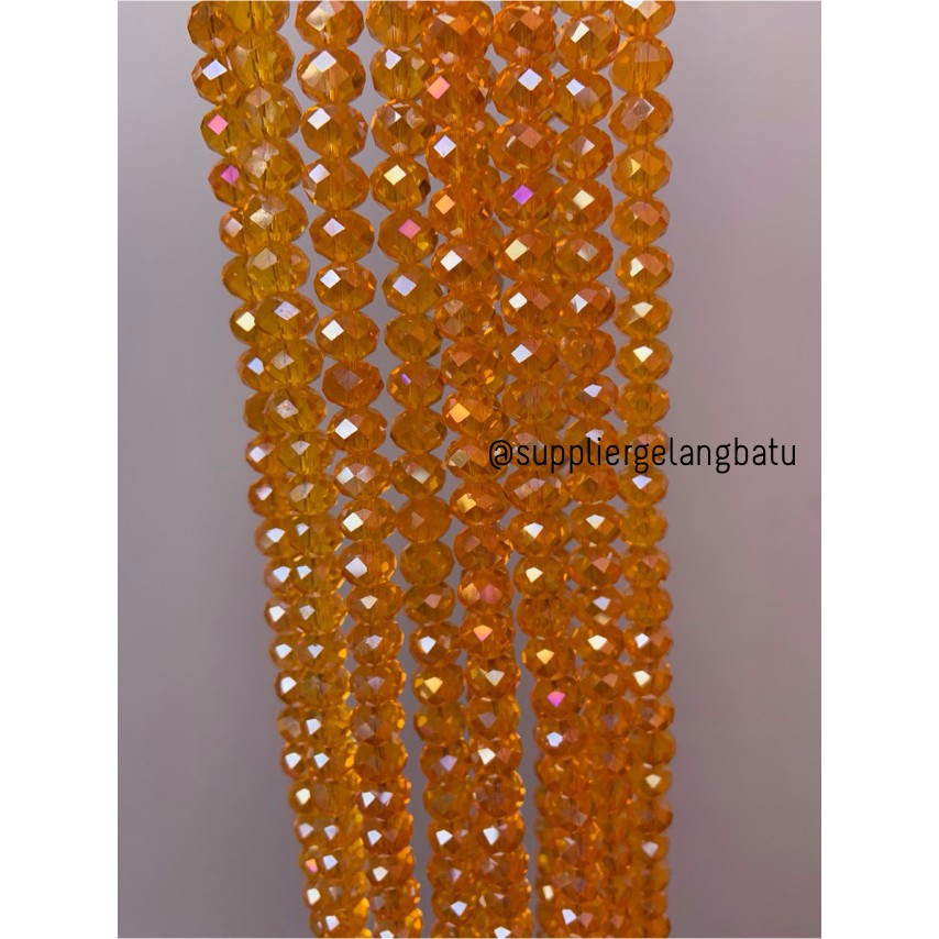 Crystal Ceko transparan 6mm ORANGE bening oren bahan gelang kalung DIY