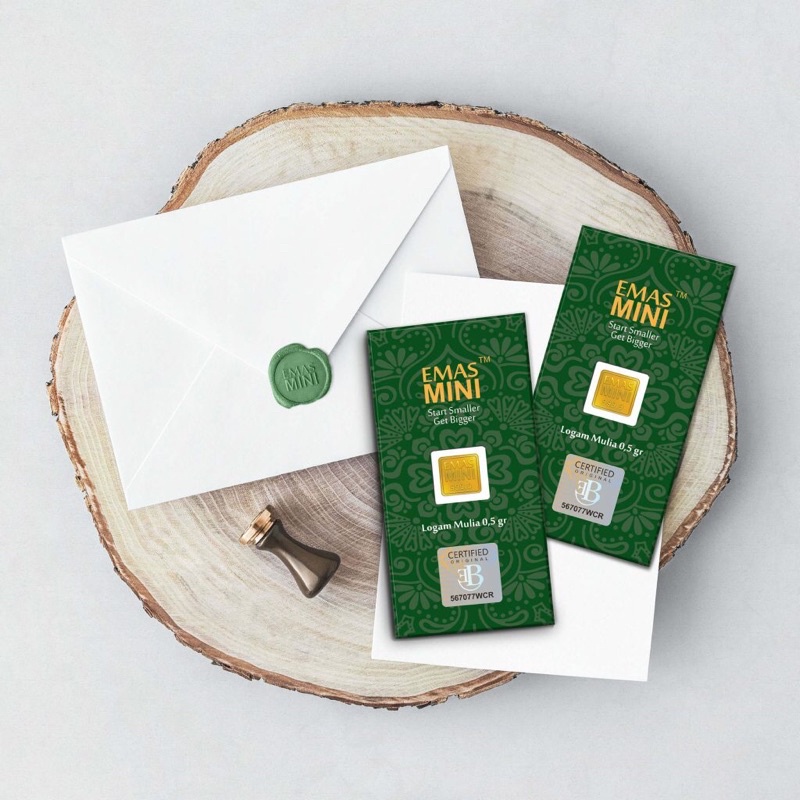 GIFT & SouVeNir EMAS MINI secured card Logam Mulia 0.5 gram 24 Karat