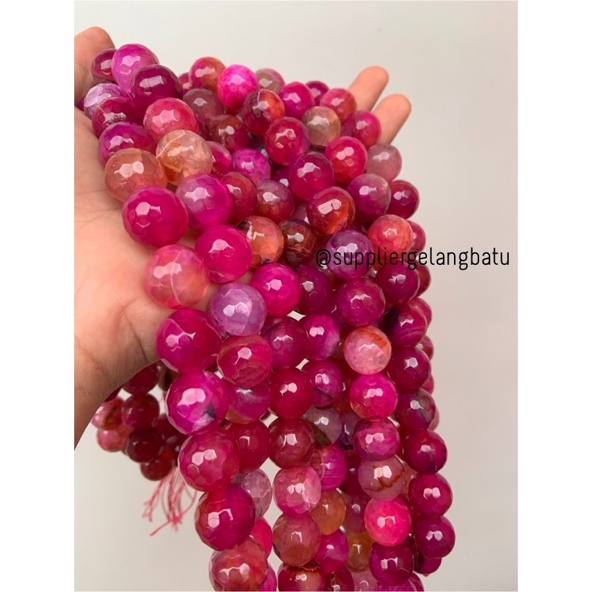 bahan batu 16mm Purple Agate Cutting aksesoris akik gelang kalung batu