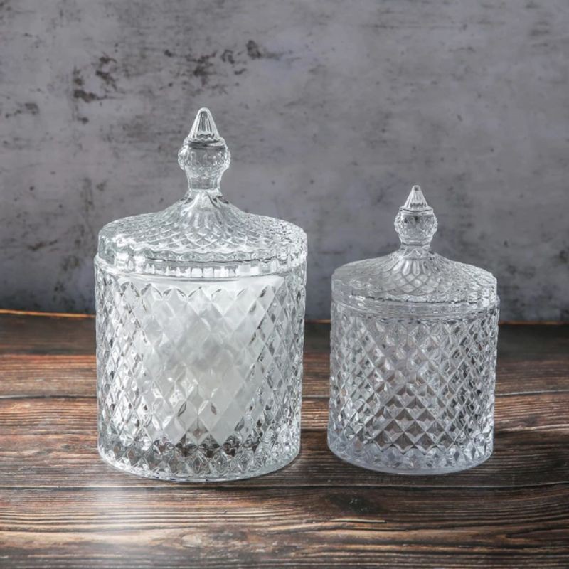 Crystal Glass SLIM 250 ml  Glass Candle and Sugar Jar Wadah Kaca Kristal Lilin Permen Aromatic