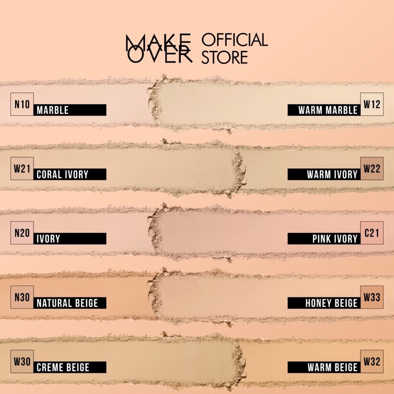 MAKE OVER Powerstay 24H Matte Powder Foundation -  Bedak padat BEST SELLER high coverage flawless ringan make up tahan lama 24 jam non-comedogenic