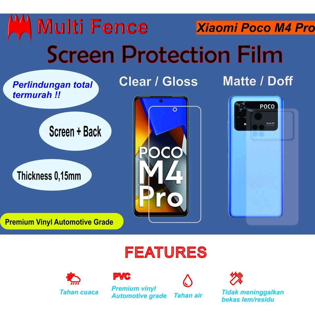 Screen Protection Film Xiaomi Poco M4 Pro (screen+back)