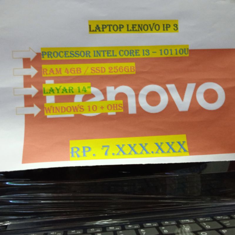 LENOVO IP 3 I3 10110U 4GB SSD 256GB