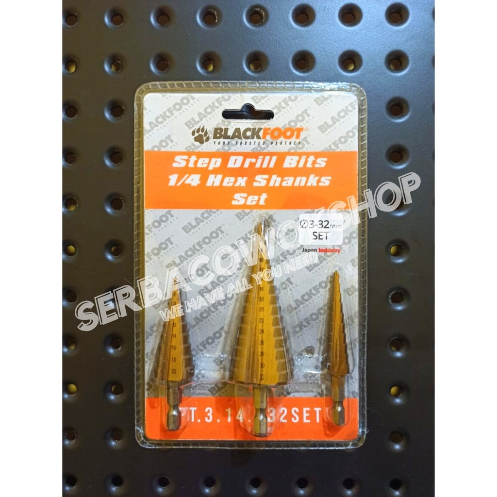 Blackfoot Mata Bor Step Drill Pagoda Set 3 Pc Titanium Coated 4-32 mm Termurah Berkualitas