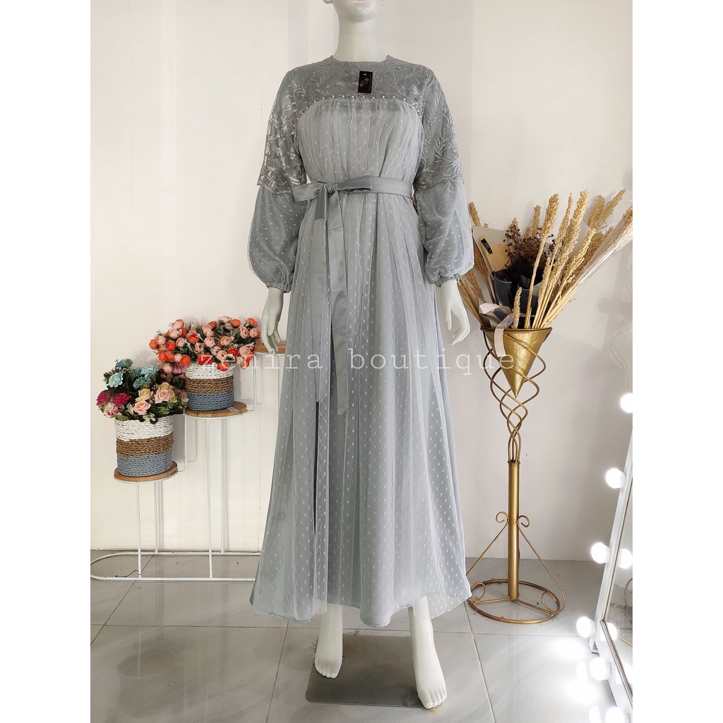 VANESSA Baju Pesta Velvet Lapis tile dot dan tile bordir / Gaun Kondangan / Lamaran / Bridesmaids / bumil / couple / tersedia ukuran kecil hingga jumbo