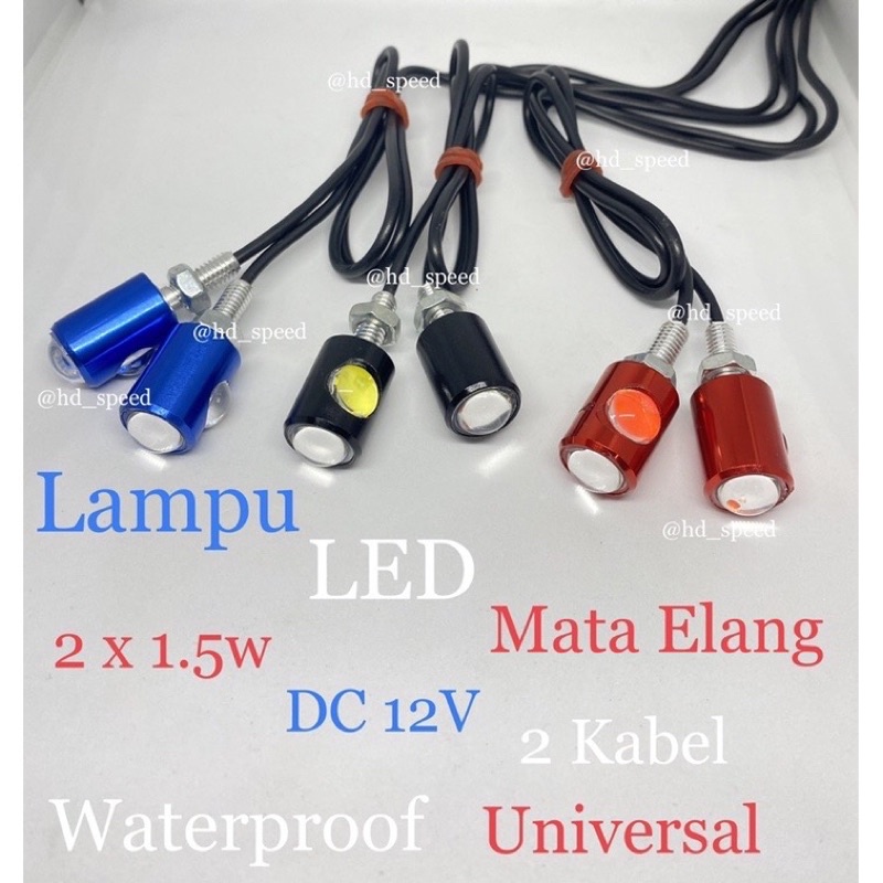 Sepasang Lampu Led Mata Elang 2 Sisi Nyala Diam 12 Volt Waterproof Eagle Eyes