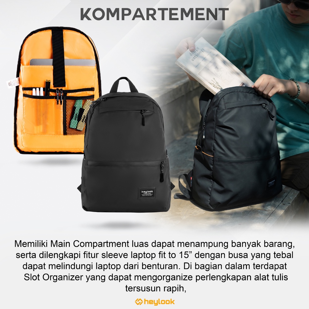 Tas Ransel Punggung Travel Outdoor Waterproof Backpack Gendong Laptop Sekolah Kuliah Kerja Kantor Anti Air 14 L Muat Banyak Premium Tebal