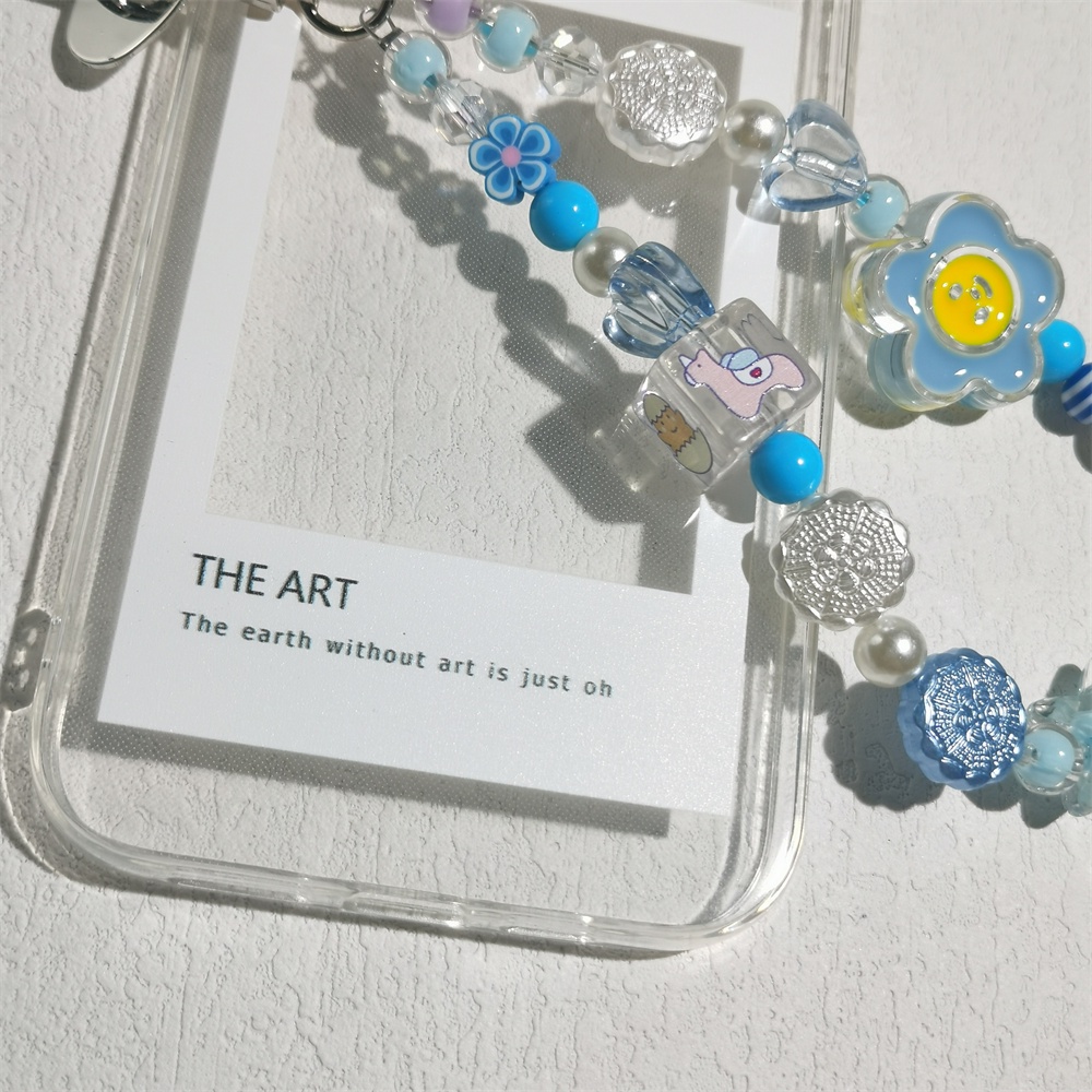 Case Pelindung Transparan Dengan Gantungan Kunci Biru Untuk Iphone 14 6 6S 13 7 + 8 Plus SE 2020 XS XR 11 12 Mini PRO MAX