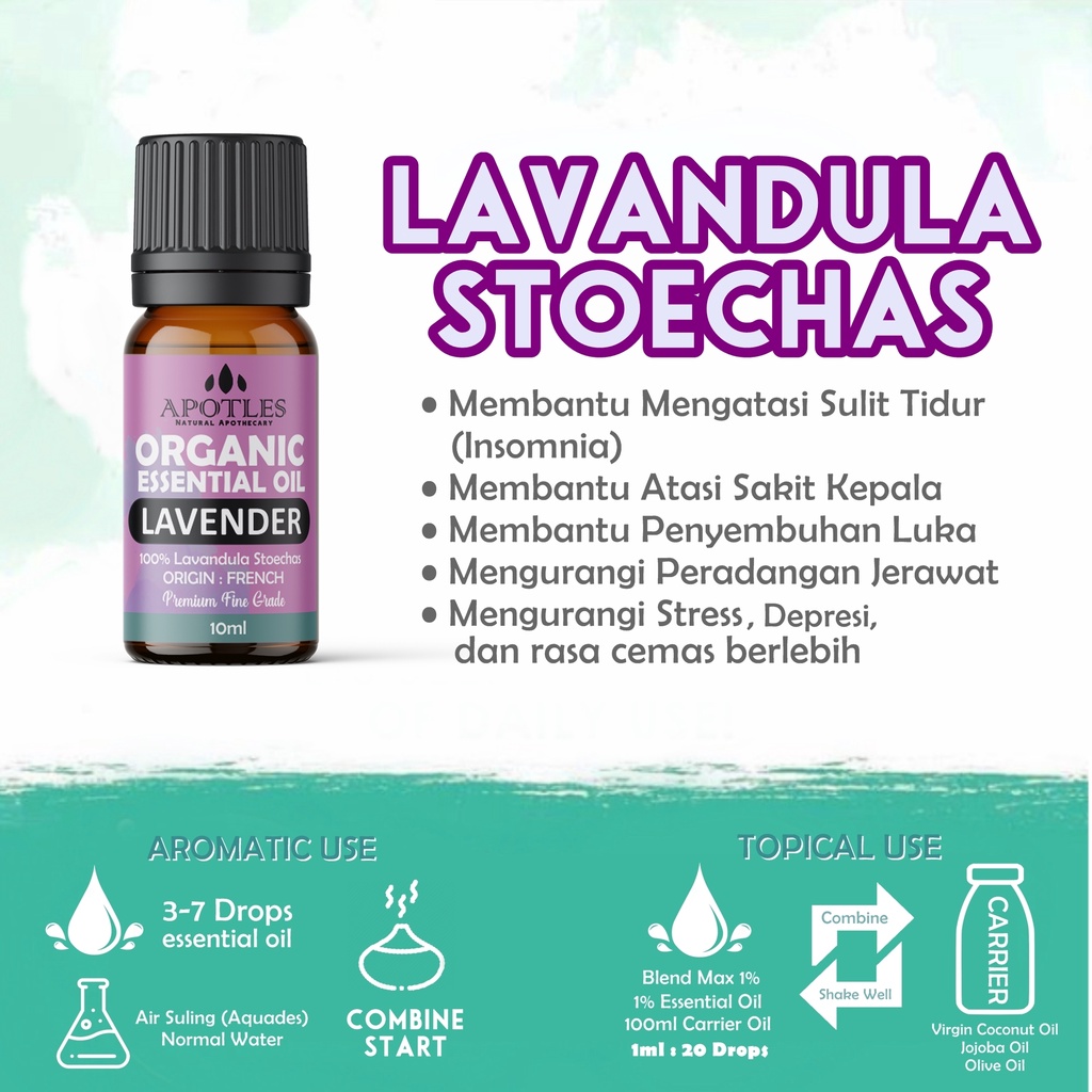 French Lavender Pure Essential Oil - Minyak Aromaterapi Lavender Essential Oil 10ml