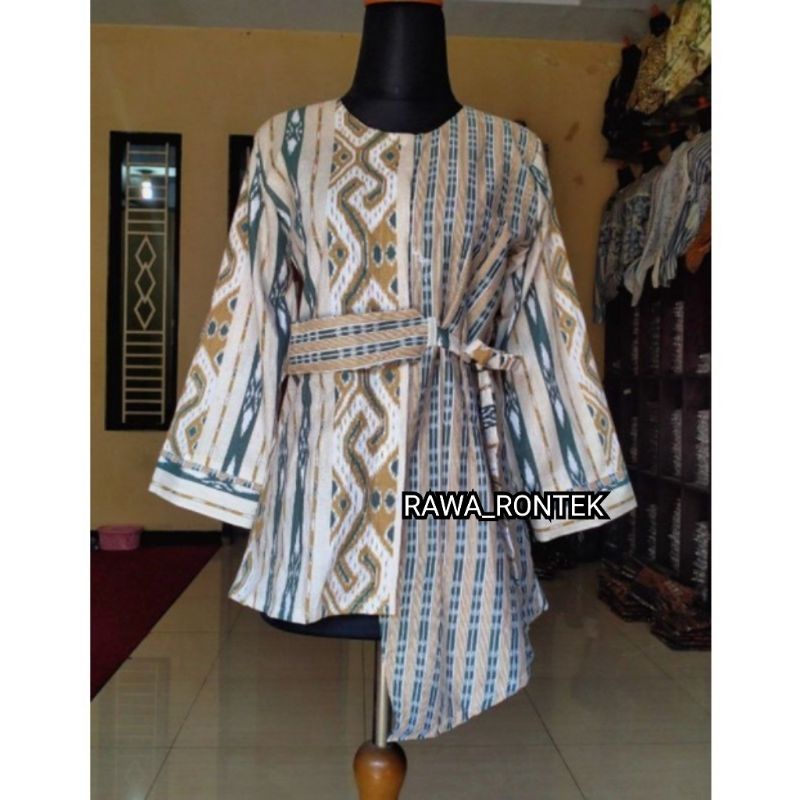M-L-XL-XXL-JUMBO Batik wanita ASJ SA HRB026 Kenongo Kemeja Tosca Pendek-B raster gold