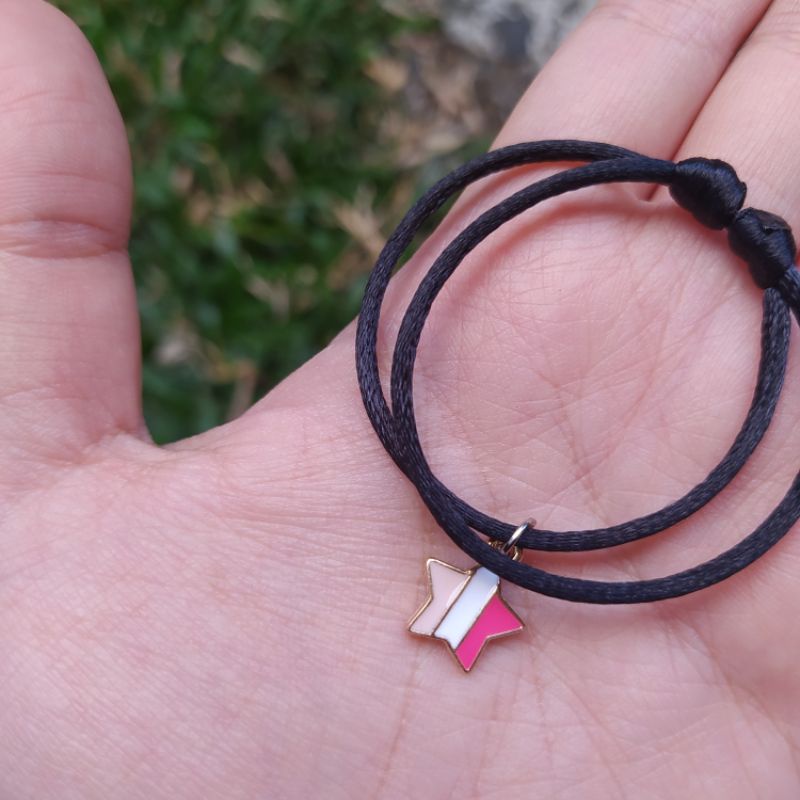 BRACELET MOON & STAR / GELANG BULAN BINTANG COUPLE PERSAHABATAN BESTIE UNIK MURAH-Bintang pink