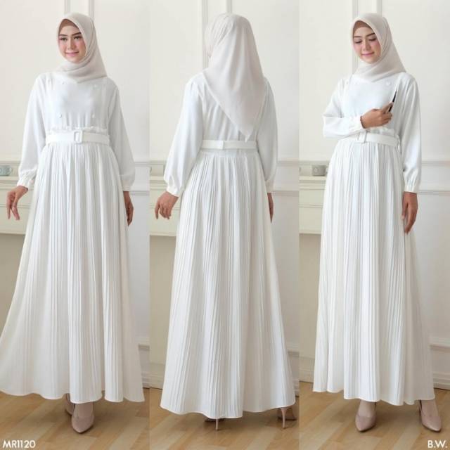 GAMIS CANTIK BLACK WHITE MOMS PLISKET FIT TO XL Gamis Original Sesuai Gambar Realpict ShopeeLive