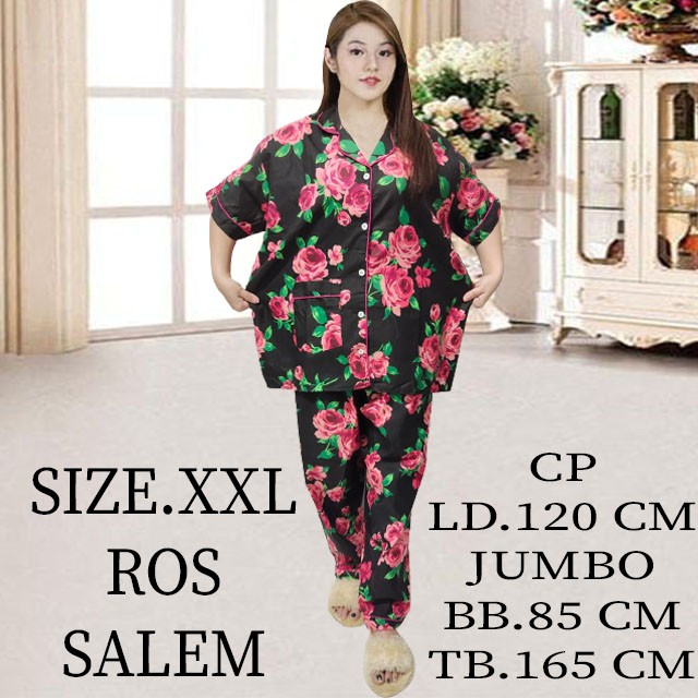 ISANNY PIYAMA SET SIZE XXL BUNGA ROS/BUNGA ROSALINA/READY